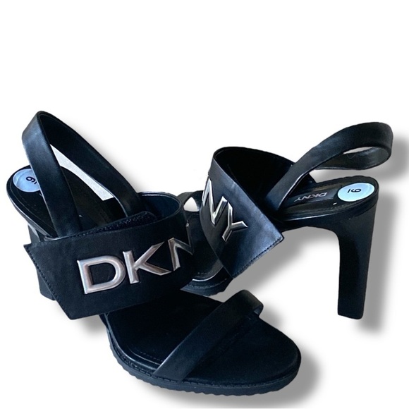 DKNY Slingback Heeled Sandals- Black-Silver Hardware NWT Size 9 Romantic…Gothic - Picture 6 of 16